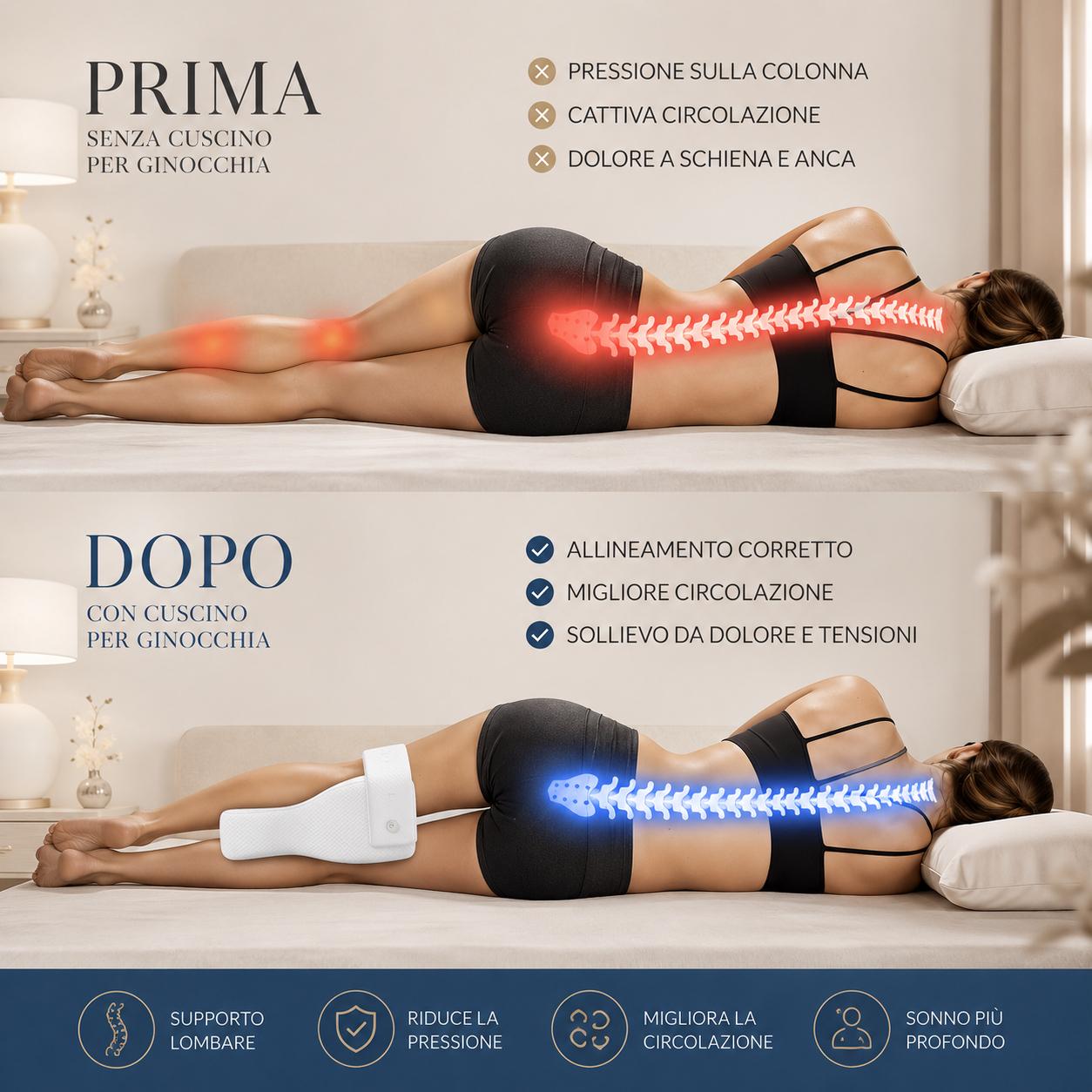 Cuscino Ortopedico per gambe - Sollievo per Schiena, Fianchi e Ginocchia